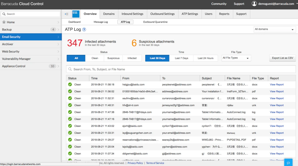 screenshot of Barracuda Email Protection